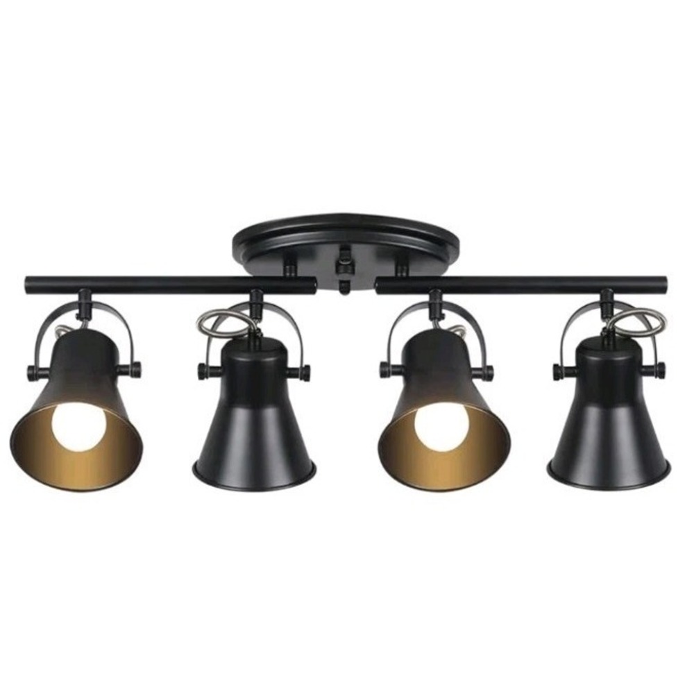 4-Light Track Lighting Kit,Black Semi Flush Mount Ceiling Light with 4 Rotata...
